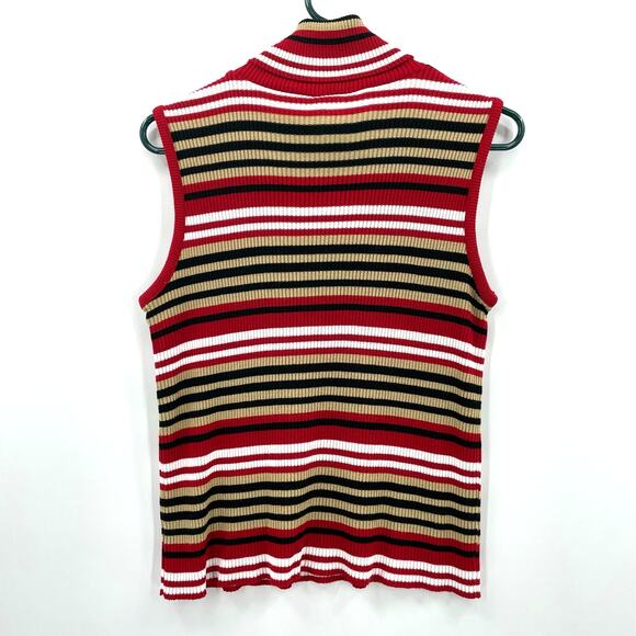 Fiorlini International Women's Sleeveless Sweater, Stripes, Sz. M Preppy - Picture 2 of 7